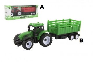 Obrázek z Traktor s vlekem plast 21cm volný chod 2barvy 